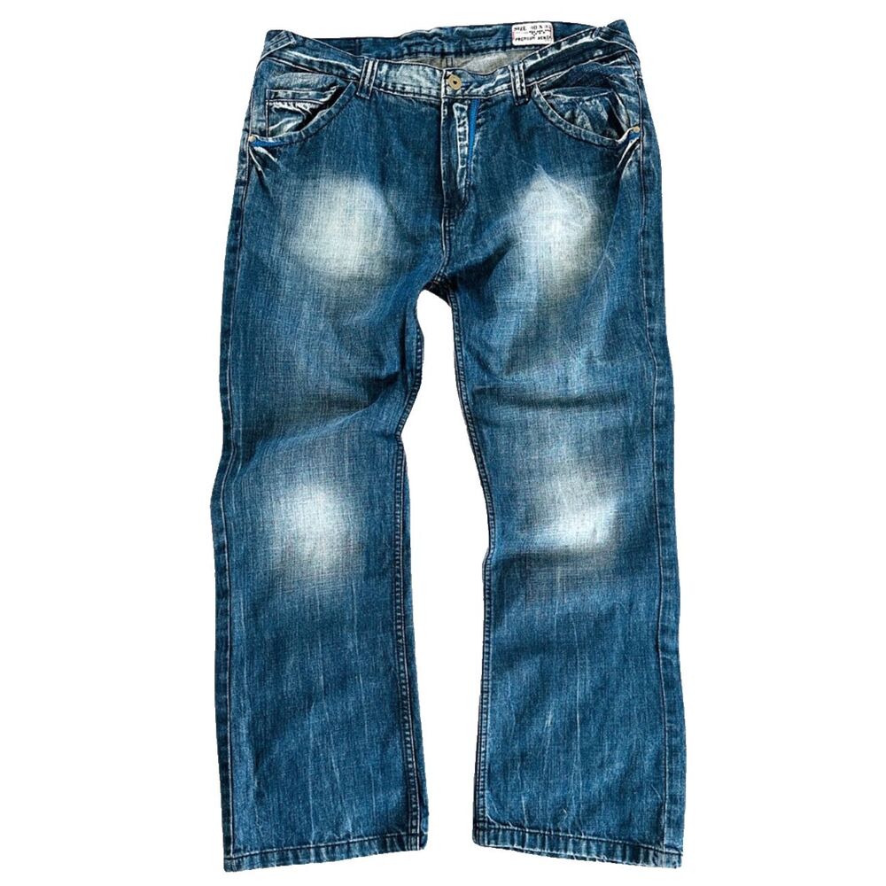 Dodeca Premium Denim Jeans 40x32 Bootcut Distressed Vintage Hip Hop Style
